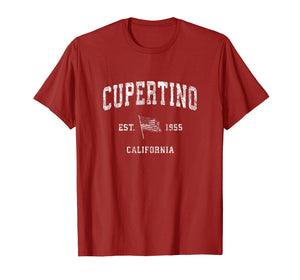 Cupertino California CA T-Shirt Vintage US Flag Sports Tee