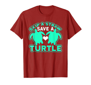 Skip A Straw Save A Turtle Graphic Turquoise T-Shirt