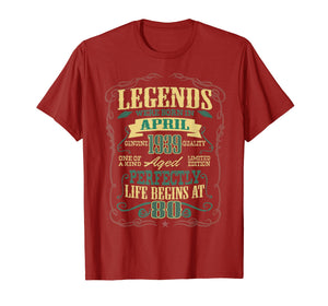 80th Birthday Gifts The Man Myth Legend April 1939 T-Shirt