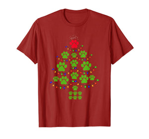 Christmas XMas Tree Super Cute Dog Paws Print Puppy Owner T-Shirt