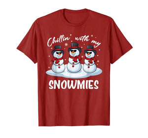Chillin With My Snowmies Funny Pajama Christmas Xmas Gift T-Shirt