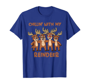 Chillin With My Reindeer Christmas Boys Girls Kids Xmas T-Shirt