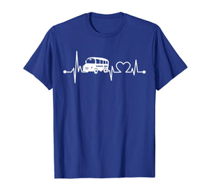 School Bus Driver Heartbeat T-Shirt Funny Cool Loves Gift