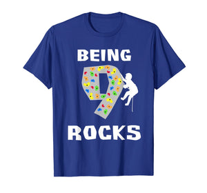 Being 9 Years Old Rocks Funny Rock Climber Birthday T Shirt