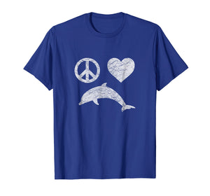 Dolphin Shirt PEACE LOVE DOLPHINS Girls Women Vintage Gift