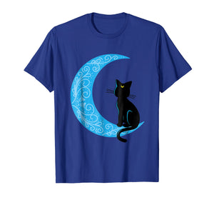 Black Cat Crescent Moon Sailor Mom T-Shirt