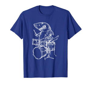 SEEMBO Shark Playing Drums T-Shirt Ocean Drummer Beach Gift