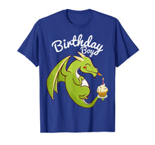 Load image into Gallery viewer, Birthday Boy Dragon Theme T-shirt Cupcake Candle Fire
