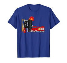 Load image into Gallery viewer, Boy&#39;s 4 Year Old Fire Truck Birthday Tee
