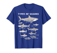 Load image into Gallery viewer, 9 Types Of Sharks T-Shirt Educational Academic Ocean Tee

