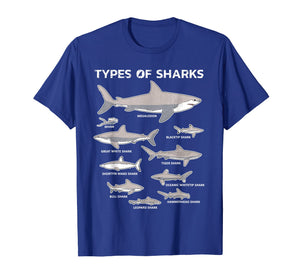 9 Types Of Sharks T-Shirt Educational Academic Ocean Tee