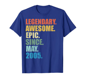 Legendary Awesome Epic Since May 2005 14 Years Old Tshirt