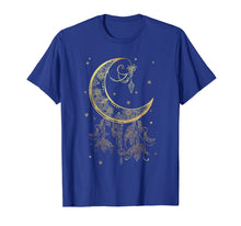 Load image into Gallery viewer, Mystical Pagan Filigree Moon and Stars Shimmer Gold Shirt
