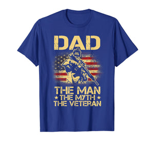 DAD The Veteran The Myth The Legend Vintage USA Flag T shirt