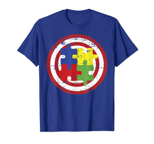 Autism Awareness Shirts Captain Autism Puzzle Piece T Shirt