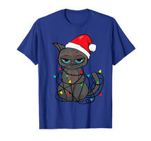 Load image into Gallery viewer, Christmas Cat Shirt | Funny Santa Hat &amp; Xmas Lights Cat Gift T-Shirt
