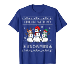 Chillin With My Snowmies Funny Ugly Christmas Pajama Xmas T-Shirt