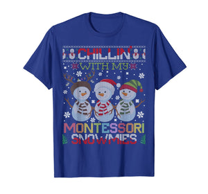 Cute Chillin With My Snowmies Montessori Teacher Xmas T-Shirt