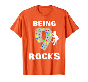 Being 9 Years Old Rocks Funny Rock Climber Birthday T Shirt