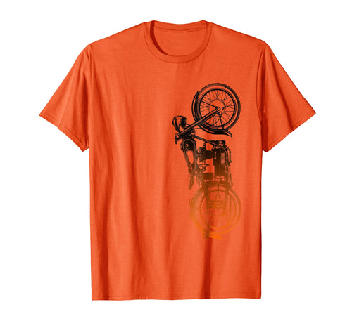 Vintage Retro Black Motorcycle Orange T Shirt