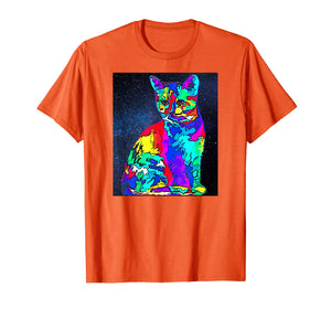 Cool Neon Cat in Space, EDM, RAVE Fans Gift T-Shirt