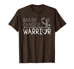 Brain Cancer Warrior T-Shirt Gray Awareness Ribbon