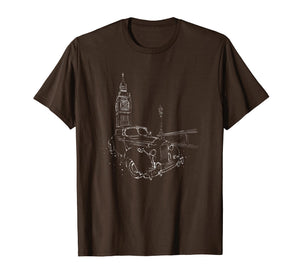 London Retro Big Ben Art T-Shirt Clock Tower England Tee