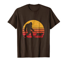 Load image into Gallery viewer, Bigfoot walking Pitbull Sunset Retro Vintage T-Shirt
