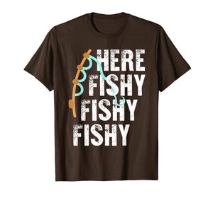 Here Fishy Fishy Lucky Fisherman T-Shirt: Fishing Game On