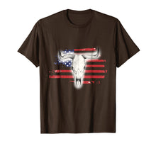 Load image into Gallery viewer, Patriotic Flag Shirt Western Style Bull Cow Skull Tshirt
