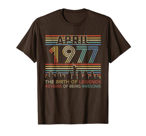 April 1977 T-Shirt 42nd Birthday Gifts 42 Year Old TShirt