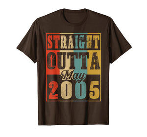 Retro Straight Outta May 2005 14th Birthday Gift T Shirt