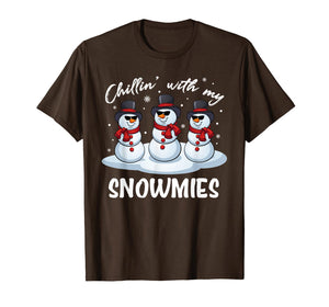 Chillin With My Snowmies Funny Pajama Christmas Xmas Gift T-Shirt