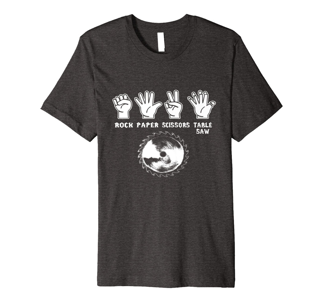 Mens Rock Paper Scissors Table Saw Woodworking Shirt