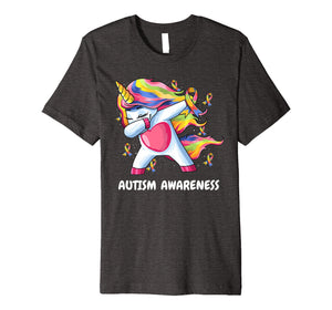 Autism Unicorn Dabbing Shirt | Autism Awareness Ribbon Tee