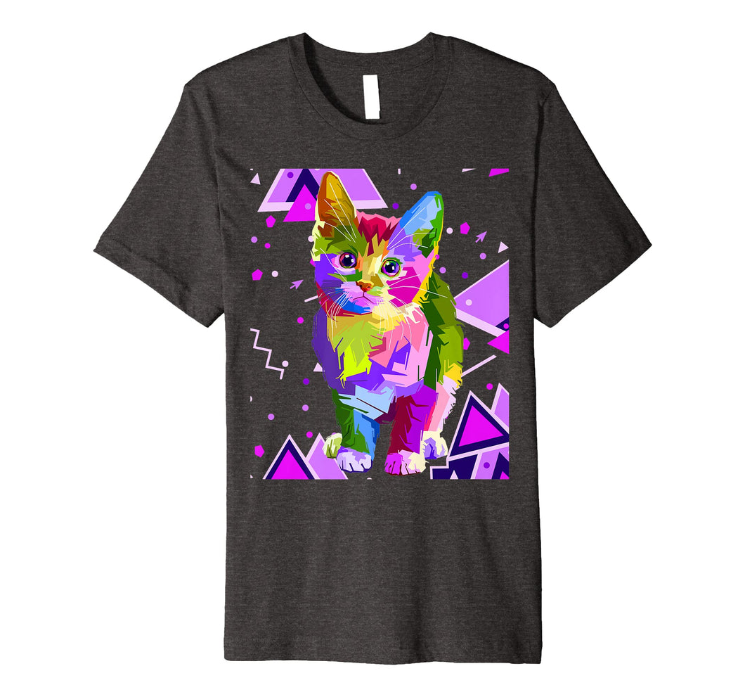 70s 80s Party Trippy Cat Premium T-Shirt