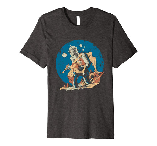 Vintage Retro Robot carrying Damsel in Distress T-shirt