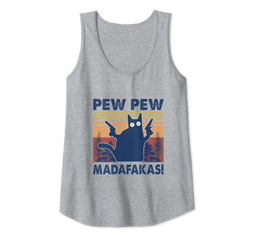 Cat Vintage PewPewPew Madafakas Cat Crazy Pew Vintage Funny Tank Top