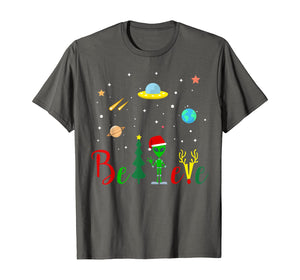 Believe In Alien Space Lover Christmas Xmas Gift T-Shirt