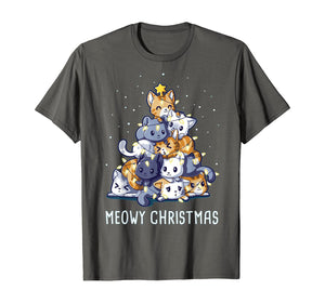 Cats Christmas Tree Meow Kitten Kitty Tree Lights Star Xmas T-Shirt
