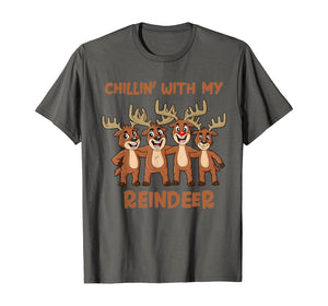 Chillin With My Reindeer Christmas Boys Girls Kids Xmas T-Shirt