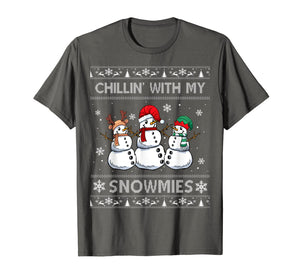 Chillin With My Snowmies Funny Ugly Christmas Pajama Xmas T-Shirt