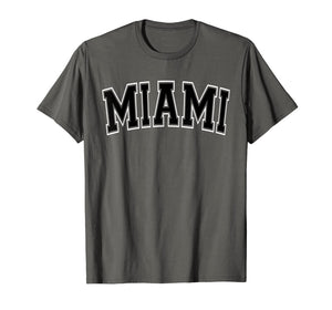 Miami T Shirt - Varsity Style Black Text