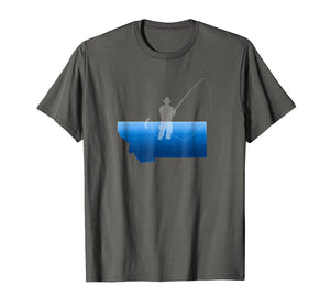 Montana State Fishing Tee with State Outline