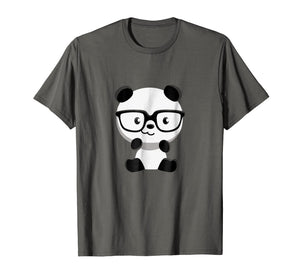 Cute Little Bear Panda Nerd With Glasses T-Shirt