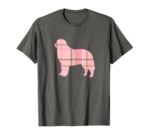 Bernese Mountain Dog Pink Plaid Dog Silhouette T-Shirt v2
