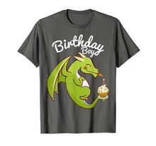 Load image into Gallery viewer, Birthday Boy Dragon Theme T-shirt Cupcake Candle Fire

