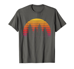Retro Sun Minimalist Pine Tree Design T-Shirt