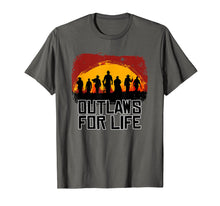Load image into Gallery viewer, Outlaws For Life Tshirt Red Sunset Cowboys Redemptions RDR2
