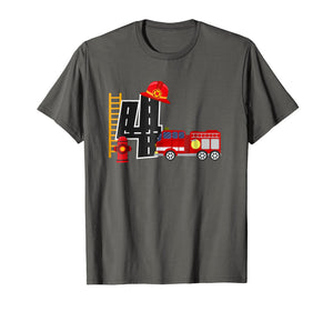 Boy's 4 Year Old Fire Truck Birthday Tee